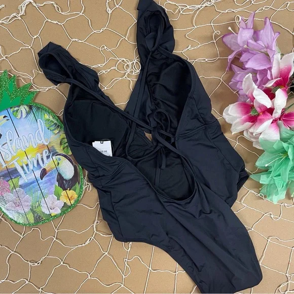 🏝️PLUNGE RUFFLE LOW BACK SWIMSUIT - Picture 6 of 10